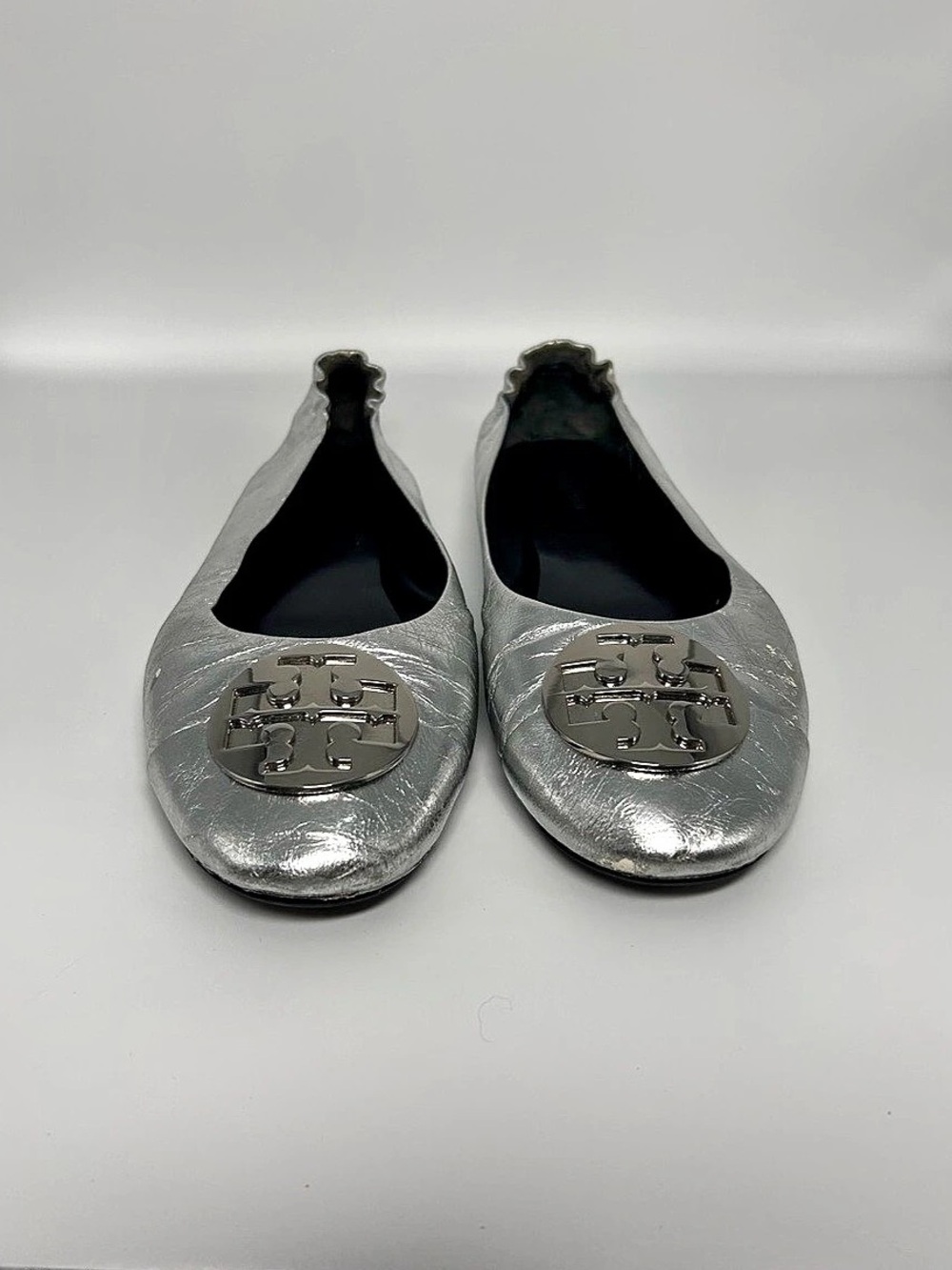 Tory Burch Minnie Travel Ballet Flat Silver US 11 REDUCED PRICE. No offers.